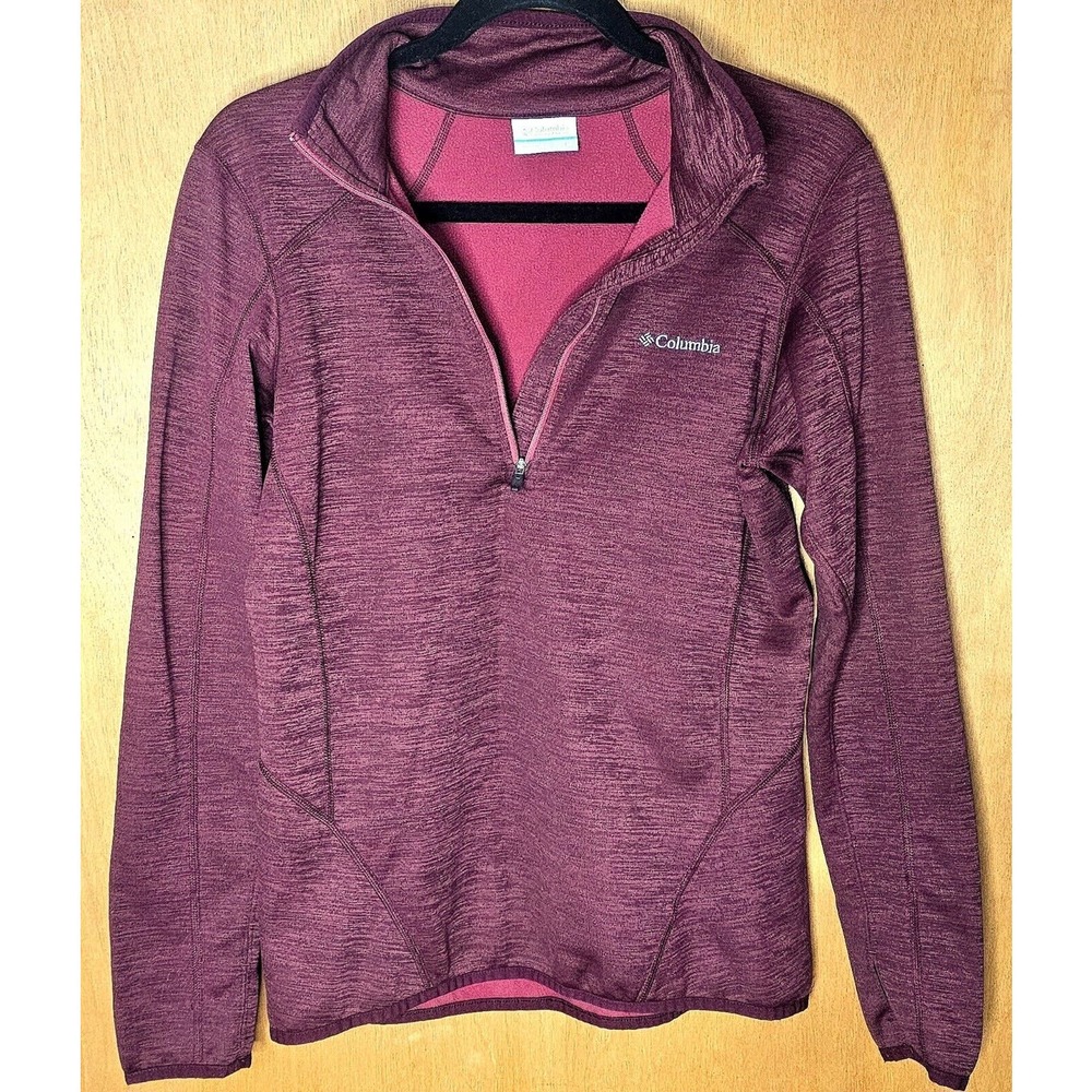 Columbia Fleece Pullover Women's Medium Maroon 1/4 Zip Fleece Sweatshirt